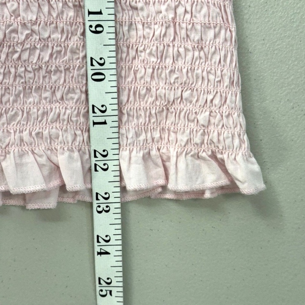 Free People Lyla Smocked Mini Dress‎ Women's M Pink Cross Tie Back - Picture 8 of 11